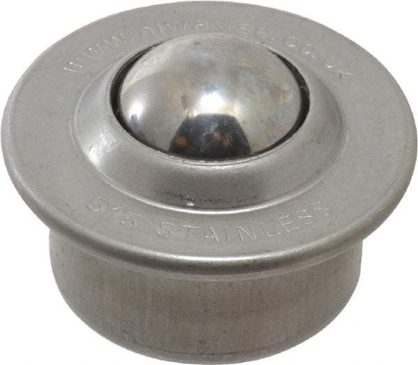 SKF - Round, Stainless Steel Ball Transfer - 9.5mm Mount Height, 77 Lb. Capacity - Benchmark Tooling