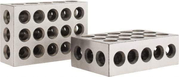 Value Collection - 0.0003 Squareness Per Inch, Hardened Steel, 1-2-3 Block with 23 Hole Setup Block - 0.0001 to 0.0007 Inch Overall Tolerance, 3/8 - 16 Inch Tapped Hole Size, 56-60 HRC Hardness, Sold As Matched Pair - Benchmark Tooling