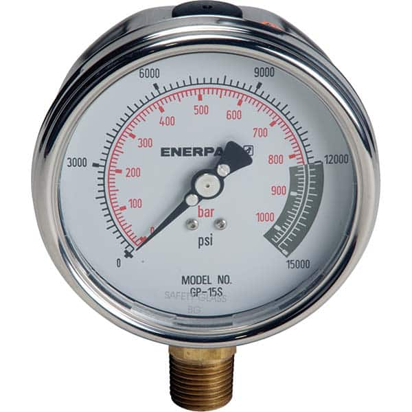 Enerpac - Hydraulic Pressure Gages & Adapters Type: Dry Gauge Pressure Rating: 15000 - Benchmark Tooling