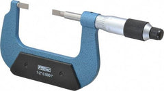 Fowler - 1" to 2" Mechanical Baked Enamel (Frame) & Satin Chrome (Graduations) Coated Blade Micrometer - 0.0001" Graduation, 0.03" Blade Thickness, Ratchet Stop Thimble - Benchmark Tooling