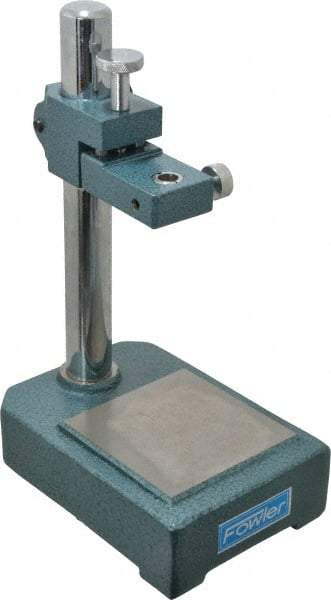 Fowler - Steel, Rectangular Base, Comparator Gage Stand - 8-1/2" High, 6" Base Length x 4" Base Width x 1-1/2" Base Height, Includes Holder - Benchmark Tooling