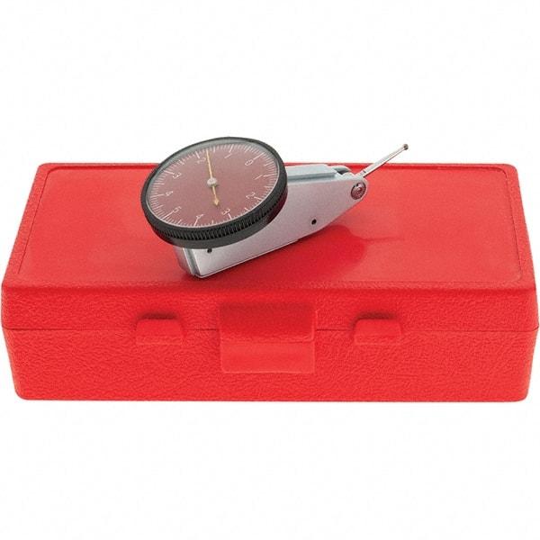 Starrett - 0.01 Inch Range, 0.0001 Inch Dial Graduation, Horizontal Dial Test Indicator - 1-3/8 Inch Red Dial, 0-5-0 Dial Reading, Includes NIST Traceability Certification - Benchmark Tooling