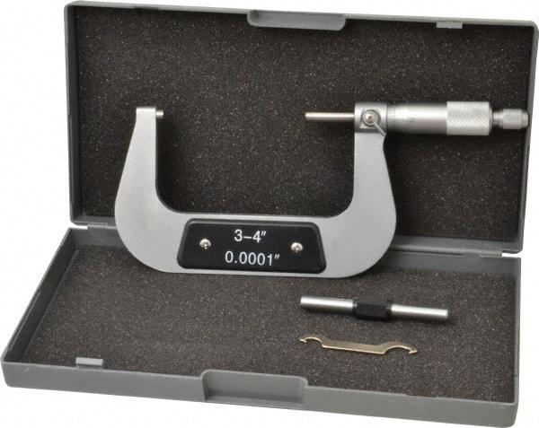 Value Collection - 3 to 4" Range, 0.0001" Graduation, Mechanical Outside Micrometer - Ratchet Stop Thimble - Benchmark Tooling