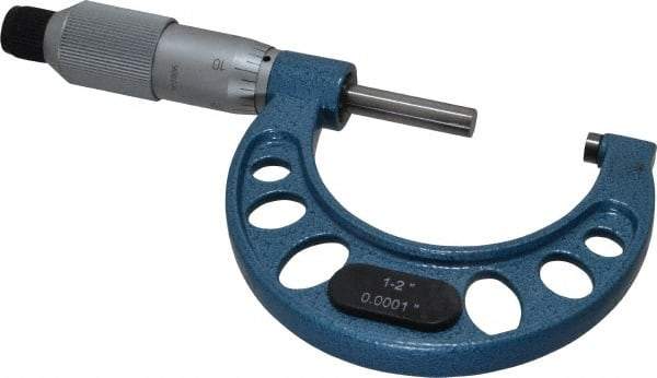 Fowler - 1 to 2" Range, 0.0001" Graduation, Mechanical Outside Micrometer - Friction Thimble, Accurate to 0.00015" - Benchmark Tooling