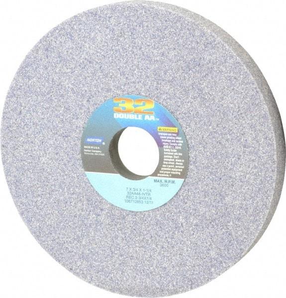 Norton - 7" Diam x 1-1/4" Hole x 3/4" Thick, I Hardness, 46 Grit Surface Grinding Wheel - Aluminum Oxide, Type 1, Coarse Grade, 3,600 Max RPM, Vitrified Bond, One Side Recess - Benchmark Tooling