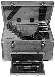 Mitutoyo - 6 to 12" Range, 6 Piece Mechanical Outside Micrometer Set - 0.001" Graduation, 0.0002 (6 to 9), 0.00025 (9 to 12)" Accuracy, Ratchet Stop Thimble, Carbide Tipped Face - Benchmark Tooling