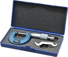 Fowler - Mechanical, 0 to 1 Inch Measurement, Baked Enamel Frame, Satin Chrome Graduations, Ball Anvil Micrometer - Accuracy up to 0.0001 Inch, 0.0001 Inch Graduation, Ratchet Stop Thimble - Benchmark Tooling