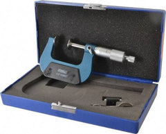 Fowler - 1 to 2 Inch, 0.001 Inch Graduation, Ratchet Stop Thimble, Mechanical Disc Micrometer - 0.00016 Inch Accuracy, 0.787 Inch Disc, 0.256 Inch Spindle - Benchmark Tooling