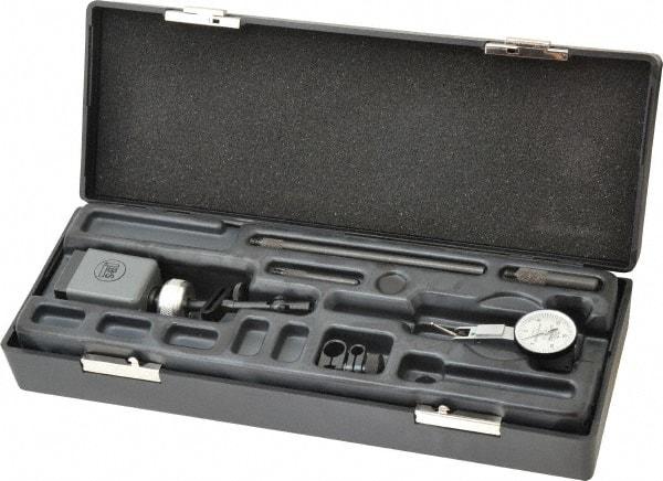 TESA Brown & Sharpe - 0.0005" Graduation, 0.03" Max Meas, 0-15-0 Dial Reading, Dial Indicator & Base Kit - 1-1/4" Base Length x 1-1/4" Base Width x 1-3/4" Base Height, 1" Dial Diam - Benchmark Tooling