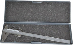 Value Collection - 0 to 8" Stainless Steel Vernier Caliper - 0.02mm Graduation, 1.9685" Jaw Depth, 0.0012" Accuracy, Includes Depth, Inside Diameter, Outside Diameter, Step - Benchmark Tooling