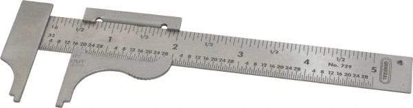 General - 0 to 4" Stainless Steel Vernier Caliper - 1/32 & 1/16" Graduation, 3/4" Jaw Depth, 0.03mm Accuracy - Benchmark Tooling