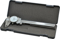 Fowler - 0" to 6" Range, 0.001" Graduation, 0.1" per Revolution, Dial Caliper - White Face, 1.6" Jaw Length - Benchmark Tooling