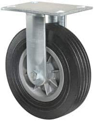Hamilton - 10" Diam x 2-3/4" Wide x 11-1/2" OAH Top Plate Mount Rigid Caster - Rubber, 500 Lb Capacity, Ball Bearing, 4-1/2 x 6-1/4" Plate - Benchmark Tooling