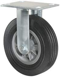 Hamilton - 8" Diam x 2-1/2" Wide x 9-1/2" OAH Top Plate Mount Swivel Caster - Rubber, 400 Lb Capacity, Ball Bearing, 4-1/2 x 6-1/4" Plate - Benchmark Tooling