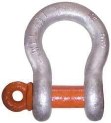 CM - 5/8" Nominal Chain Size, 5 Ton Alloy Steel Screw Anchor Shackle - 27/32" Diam, 3/4" Pin Diam, 1-1/16" Wide Inside Jaw, 1-1/2" Inside Width - Benchmark Tooling