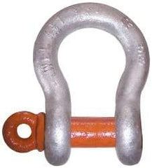 CM - 3/8" Nominal Chain Size, 2 Ton Alloy Steel Screw Anchor Shackle - 17/32" Diam, 7/16" Pin Diam, 21/32" Wide Inside Jaw, 15/16" Inside Width - Benchmark Tooling