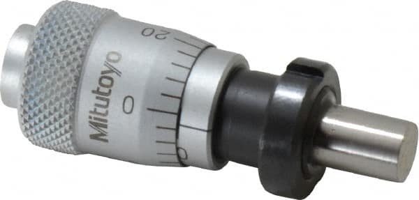 Mitutoyo - 1/4 Inch, 0.59 Inch Thimble, 6.35mm Diameter x 0.3543 Inch Long Spindle, Mechanical Micrometer Head - Benchmark Tooling