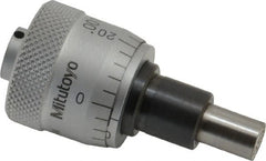 Mitutoyo - 1/4 Inch, 0.79 Inch Thimble, 6.35mm Diameter x 0.3543 Inch Long Spindle, Mechanical Micrometer Head - Benchmark Tooling