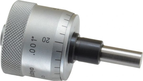 Mitutoyo - 1/2 Inch, 1.14 Inch Thimble, 6.35mm Diameter x 0.6102 Inch Long Spindle, Mechanical Micrometer Head - Benchmark Tooling