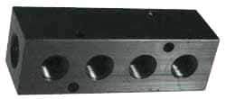 Made in USA - 3/8" Inlet, 1/4" Outlet Manifold - 10-3/4" Long x 1-1/4" Wide x 1-1/4" High, 0.2" Mount Hole, 2 Inlet Ports, 7 Outlet Ports - Benchmark Tooling