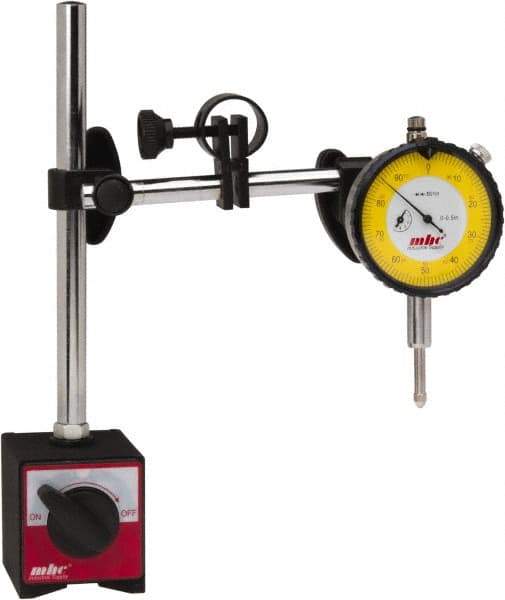 Value Collection - 0.001" Graduation, 0-100 Dial Reading, Indicator & Base Kit - C Holder, 0.001 Inch Graduation, Includes Dial Indicator, Magnetic Base - Benchmark Tooling