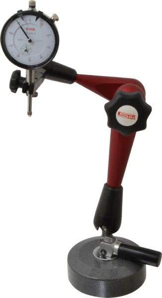 SPI - 0.001" Graduation, 0-100 Dial Reading, Dial Indicator & Base Kit - 4" Base Diam - Benchmark Tooling