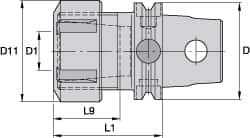 Kennametal - 0.08" to 13/16" Capacity, 65mm Projection, Modular Connection, ER32 Collet Chuck - 105mm OAL - Exact Industrial Supply