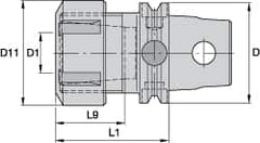 Kennametal - 0.08" to 13/16" Capacity, 65mm Projection, Modular Connection, ER32 Collet Chuck - 105mm OAL - Exact Industrial Supply