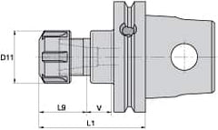Kennametal - 0.12" to 1" Capacity, 90mm Projection, Modular Connection, ER40 Collet Chuck - 130mm OAL - Exact Industrial Supply