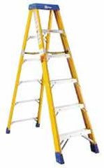 Made in USA - 9 Steps, 10 Ft. High, Type IAA Rating, Fiberglass Step Ladder - Benchmark Tooling