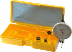 Peacock - 0.03 Inch Range, 0.0005 Inch Dial Graduation, Horizontal Dial Test Indicator - 1-53/64 Inch White Dial, 0-15-0 Dial Reading, Accurate to 0.0005 Inch - Benchmark Tooling