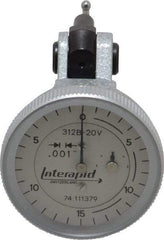 INTERAPID - 0.06 Inch Range, 0.001 Inch Dial Graduation, Vertical Dial Test Indicator - 1.2 Inch White Dial, 0-15-0 Dial Reading - Benchmark Tooling