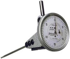 INTERAPID - 0.06 Inch Range, 0.0005 Inch Dial Graduation, Vertical Dial Test Indicator - 1-1/2 Inch White Dial, 0-15-0 Dial Reading - Benchmark Tooling