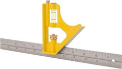 Stanley - 1 Piece, 12" Combination Square Set - 1/32, 1/16 & 1/8" (English) Graduation, Chrome Blade, Die Cast Metal Combination Head - Benchmark Tooling