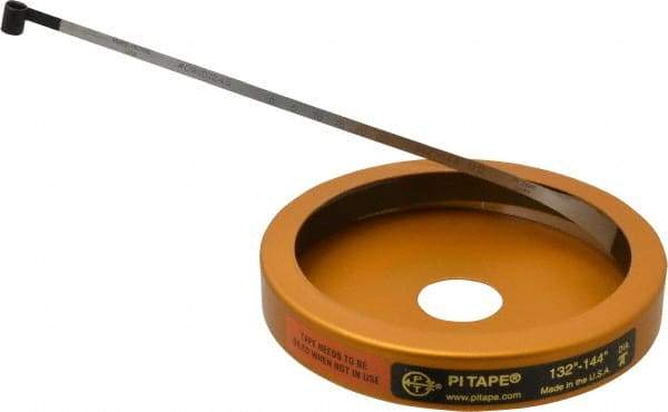 Made in USA - 0.001 Inch Graduation, 132 to 144 Inch Measurement, Spring Steel Diameter Tape Measure - 1/2 Inch Wide, 0.01 Inch Thick - Benchmark Tooling