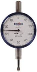 Teclock - 1/4" Range, 0-50-0 Dial Reading, 0.001" Graduation Dial Drop Indicator - 2-11/64" Dial, 0.1" Range per Revolution, 0.0007" Accuracy - Benchmark Tooling