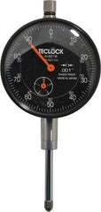 Teclock - 1" Range, 0-100 Dial Reading, 0.001" Graduation Dial Drop Indicator - 2-11/64" Dial, 0.1" Range per Revolution, 0.0014" Accuracy, Revolution Counter - Benchmark Tooling