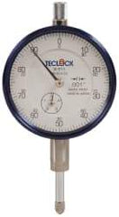 Teclock - 1/2" Range, 0-100 Dial Reading, 0.001" Graduation Dial Drop Indicator - 2-11/64" Dial, 0.1" Range per Revolution, 0.0009" Accuracy, Revolution Counter - Benchmark Tooling