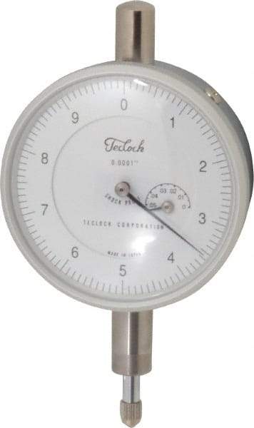 Teclock - 0.05" Range, 0-10 Dial Reading, 0.0001" Graduation Dial Drop Indicator - 2-13/64" Dial, 0.01" Range per Revolution, 0.0002" Accuracy, Revolution Counter - Benchmark Tooling