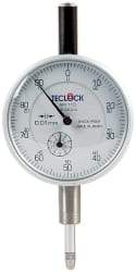 Teclock - 10mm Range, 0-100 Dial Reading, 0.01" Graduation Dial Drop Indicator - 2-11/64" Dial, 1" Range per Revolution, 0.015" Accuracy, Revolution Counter - Benchmark Tooling