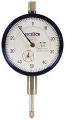 Teclock - 1/2" Range, 0-50-0 Dial Reading, 0.001" Graduation Dial Drop Indicator - 2-11/64" Dial, 0.1" Range per Revolution, 0.0009" Accuracy, Revolution Counter - Benchmark Tooling