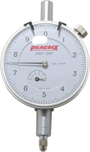 Peacock - 0.05" Range, 0-10 Dial Reading, 0.0001" Graduation Dial Drop Indicator - 2-3/64" Dial, 0.0003" Accuracy, Revolution Counter - Benchmark Tooling