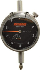 Peacock - 0.05" Range, 0-10 Dial Reading, 0.0001" Graduation Dial Drop Indicator - 2-3/64" Dial, 0.0003" Accuracy, Revolution Counter - Benchmark Tooling