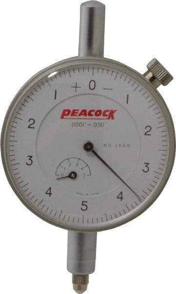 Peacock - 0.05" Range, 0-5-0 Dial Reading, 0.0001" Graduation Dial Drop Indicator - 2-3/64" Dial, 0.0003" Accuracy, Revolution Counter - Benchmark Tooling