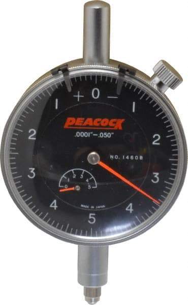 Peacock - 0.05" Range, 0-5-0 Dial Reading, 0.0001" Graduation Dial Drop Indicator - 2-3/64" Dial, 0.0003" Accuracy, Revolution Counter - Benchmark Tooling