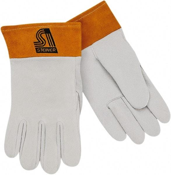 Steiner - Size S Unlined Deerskin Welding Glove - 9-1/2" OAL, Safety Cuff, For TIG - Benchmark Tooling