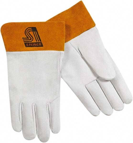 Steiner - Size L Unlined Kidskin Welding Glove - 11" OAL, Safety Cuff, For TIG - Benchmark Tooling