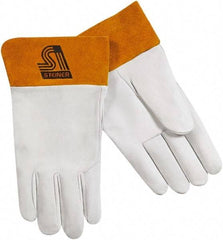 Steiner - Size M Unlined Kidskin Welding Glove - 10-1/2" OAL, Safety Cuff, For TIG - Benchmark Tooling