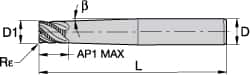 Kennametal - 1/2", 4 Flute, Single End, Solid Carbide, 0.04" Corner Radius End Mill - 5" OAL, 45° Helix, Right Hand Flute, 1/2" LOC, Right Hand Cut - Benchmark Tooling