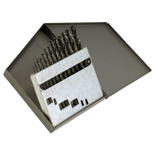‎1/16-1/4 RHS / RHC HSS 135 Degree Split Point Heavy Duty Jobber Length Drill Set - Steam Oxide - Exact Industrial Supply